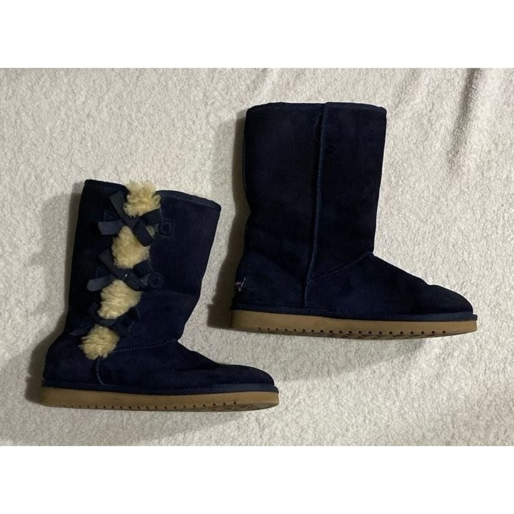 Koolaburra by UGG Victoria Tall Bow Boots in Navy Suede